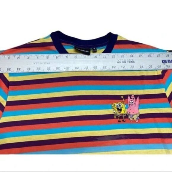Nickelodeon T-Shirt Mens M Spongebob Patrick Stripe Colorful 90’s Retro Cartoon - Picture 13 of 14
